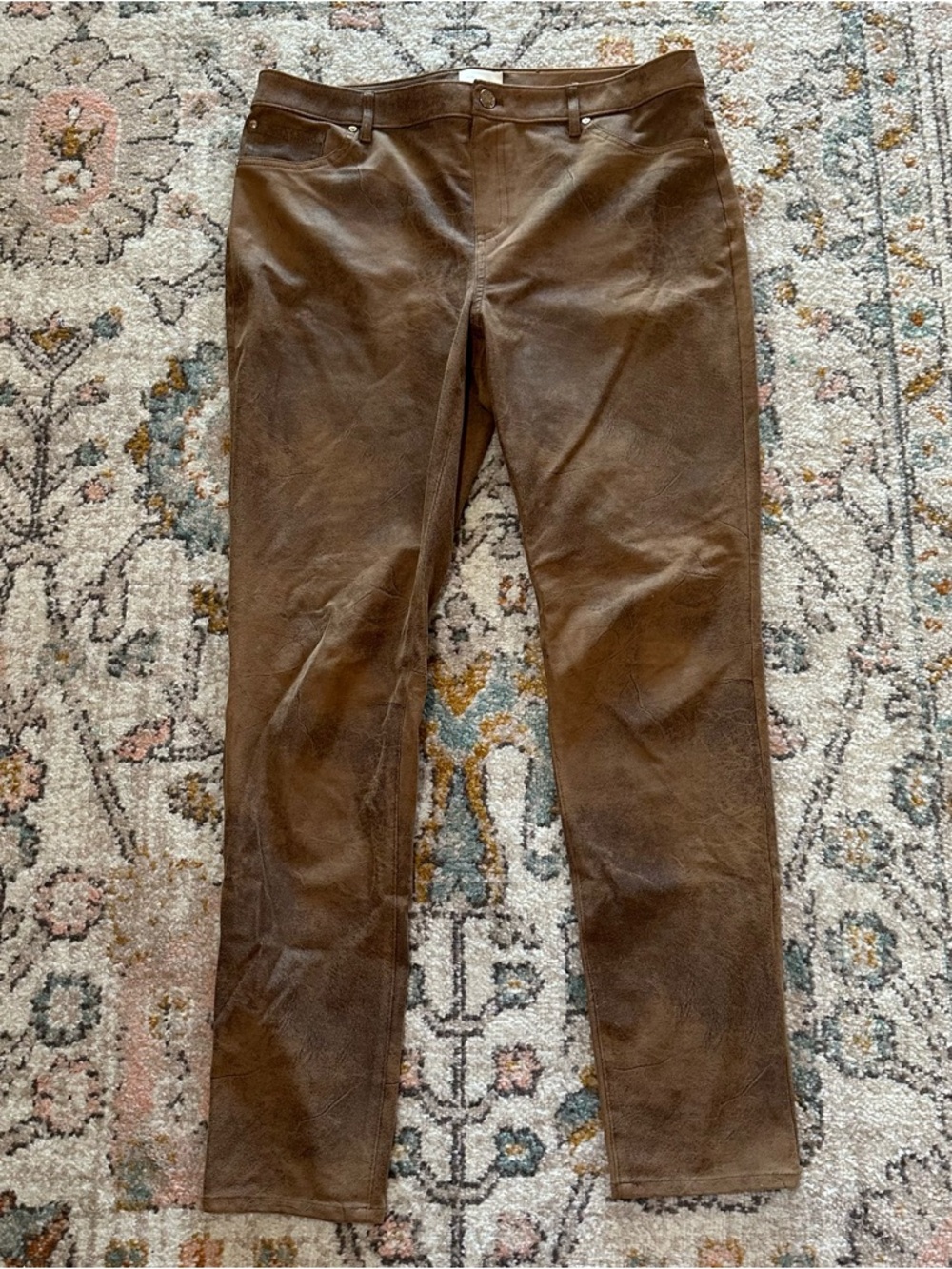 Chicos brown faux suede leather pants women’s 1.5 US 8-10 M Cowgirl festival - Picture 2 of 7